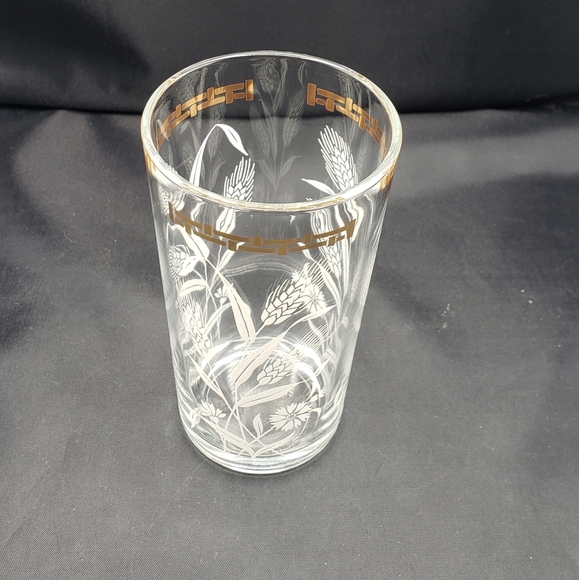 Vintage MCM Hazel Atlas 9 Gold with White wheat Tumblers - Picture 4 of 7